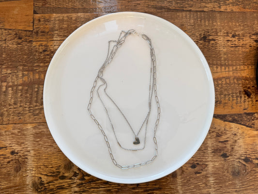 Charlotte Silver Blue Heart Layered Necklace