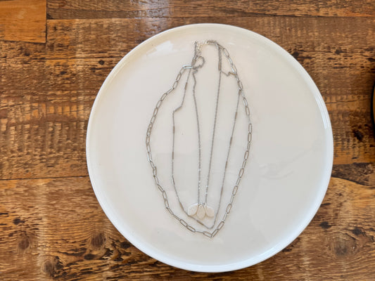 Charlotte Silver Three Leaf Layered Necklace